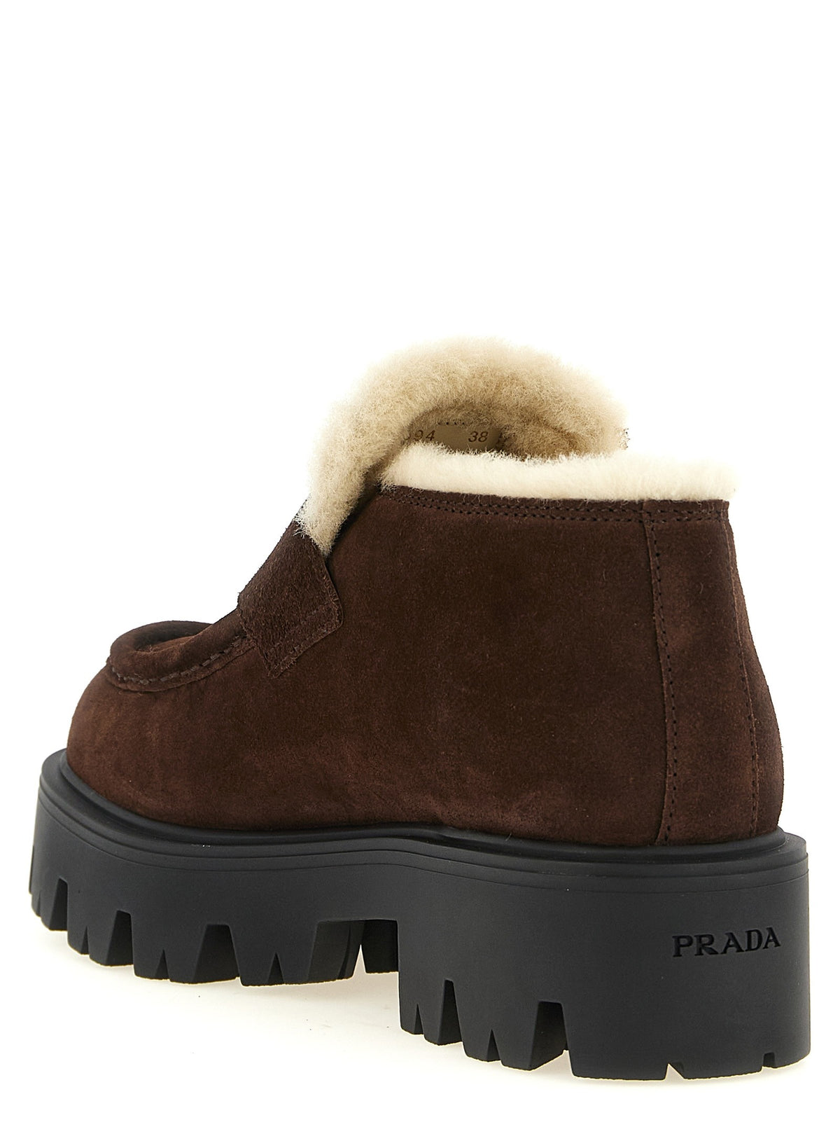 PRADA Loafers with fur and enamel logo