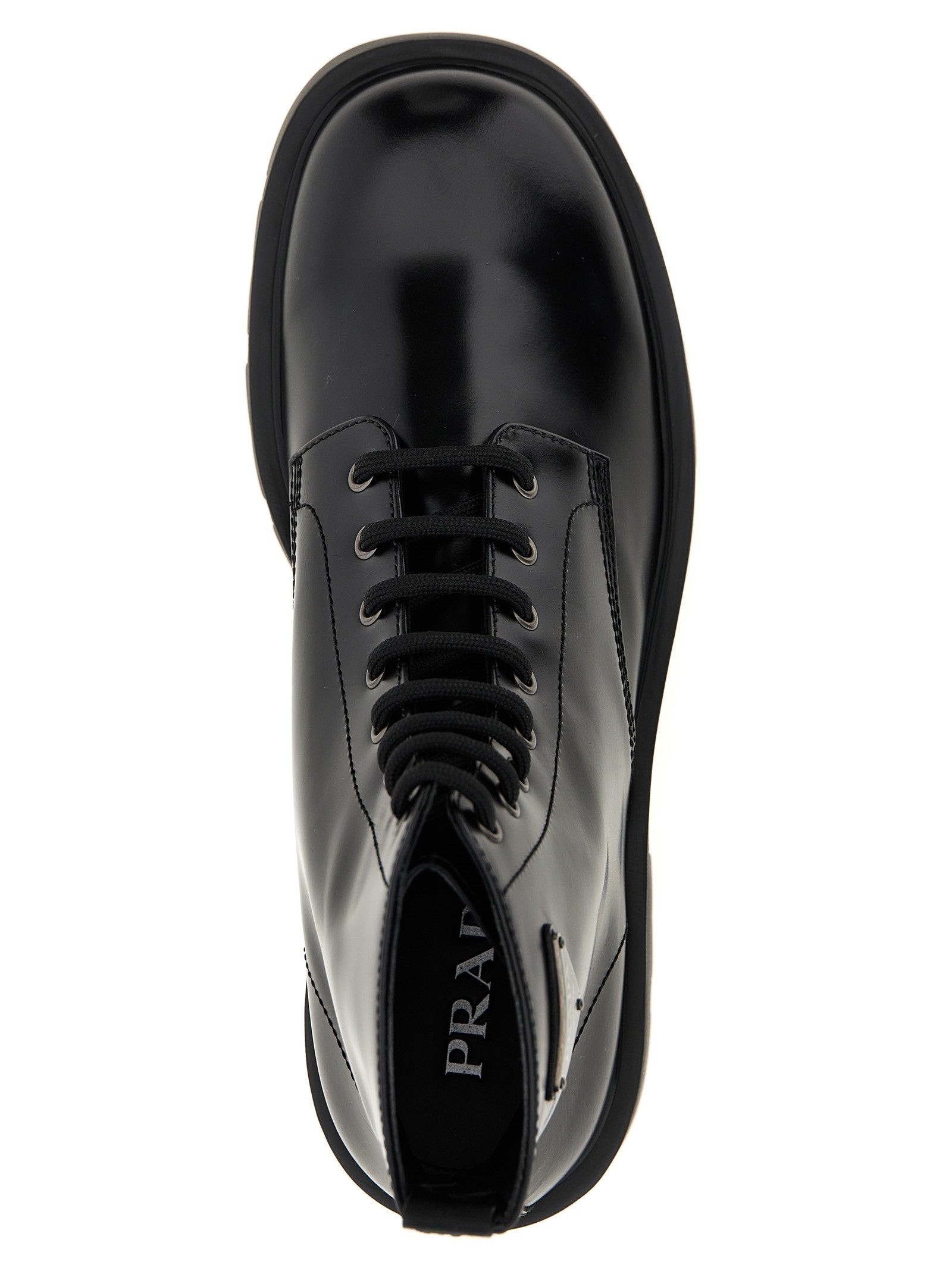Logo brushed leather ankle boots