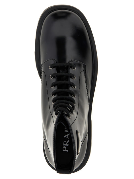 Logo brushed leather ankle boots