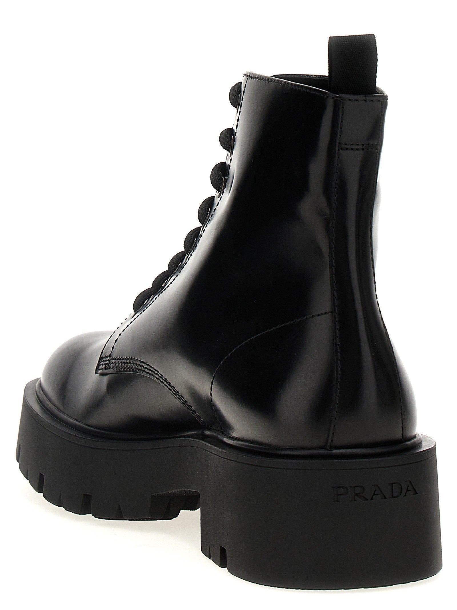 Logo brushed leather ankle boots