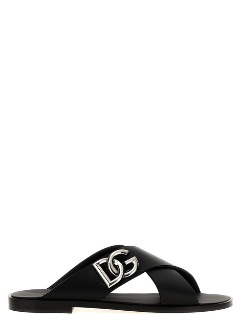 Logo leather sandals