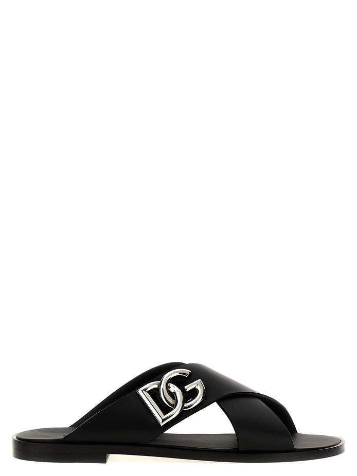 Logo leather sandals