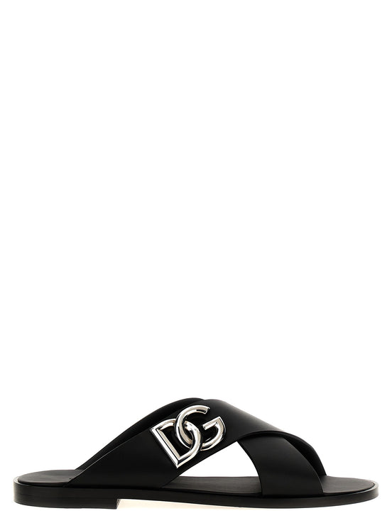 Logo leather sandals