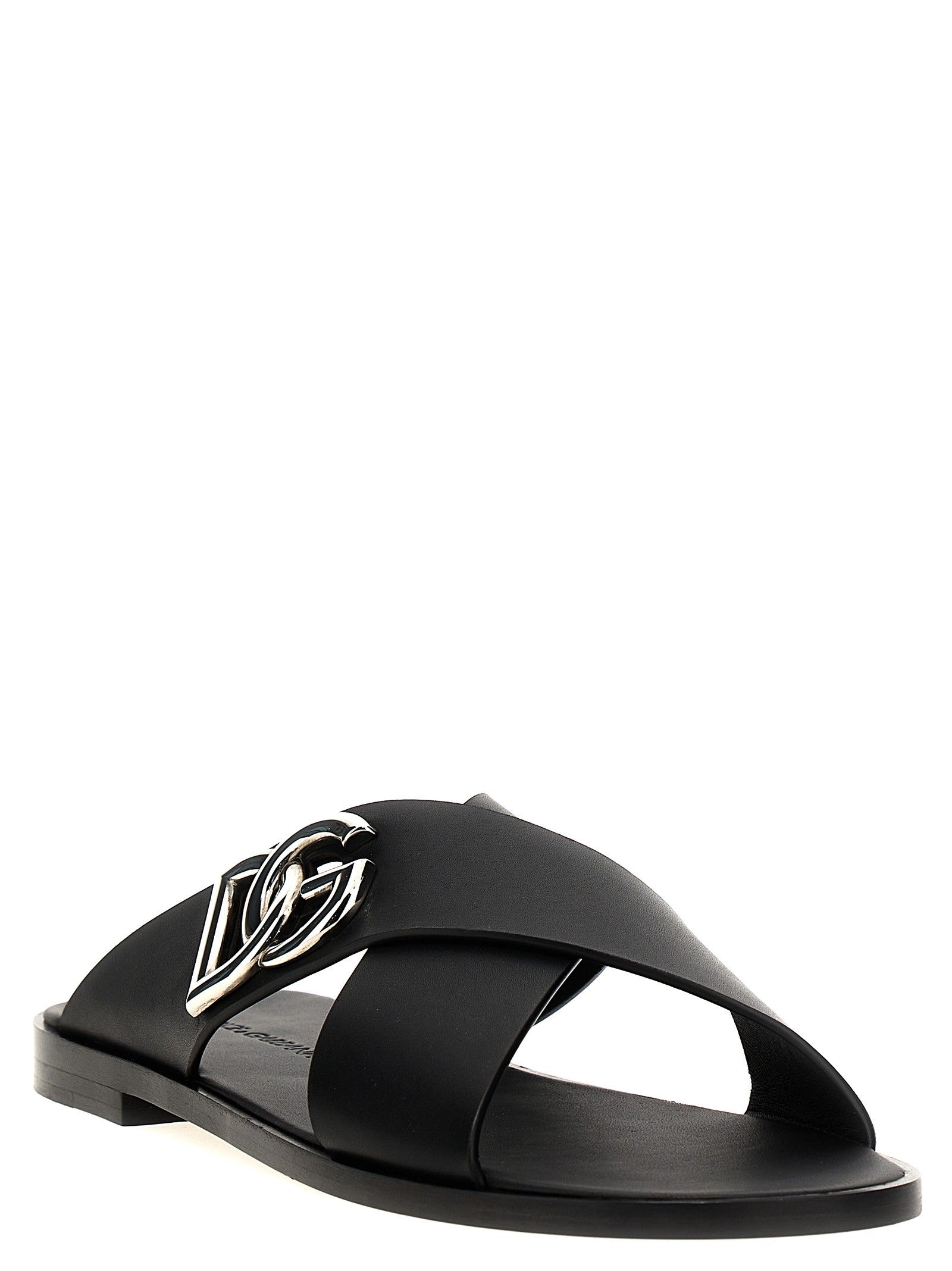 Logo leather sandals
