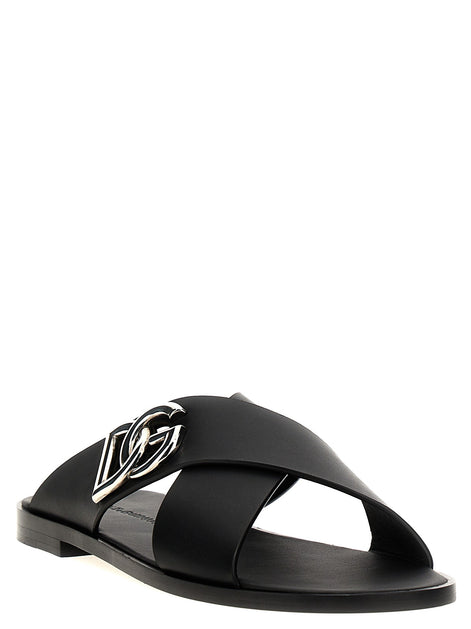 Logo leather sandals