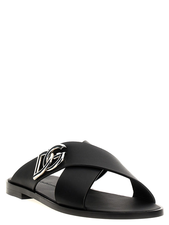 Logo leather sandals