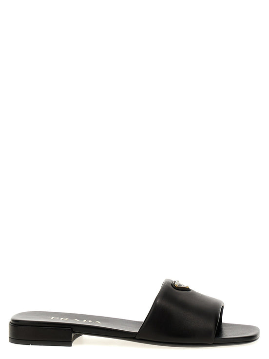 Logo leather sandals