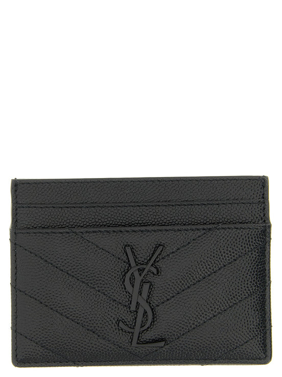 Logo matelassé card holder