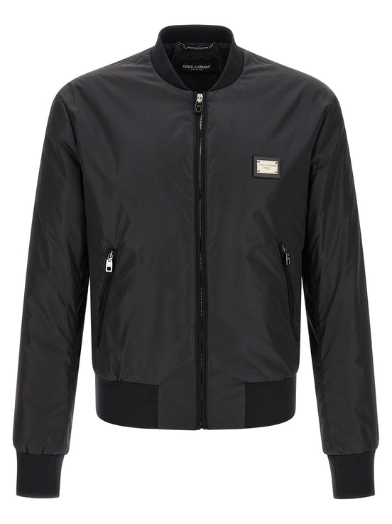 Logo plaque bomber jacket