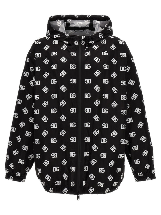 Logo print hooded jacket