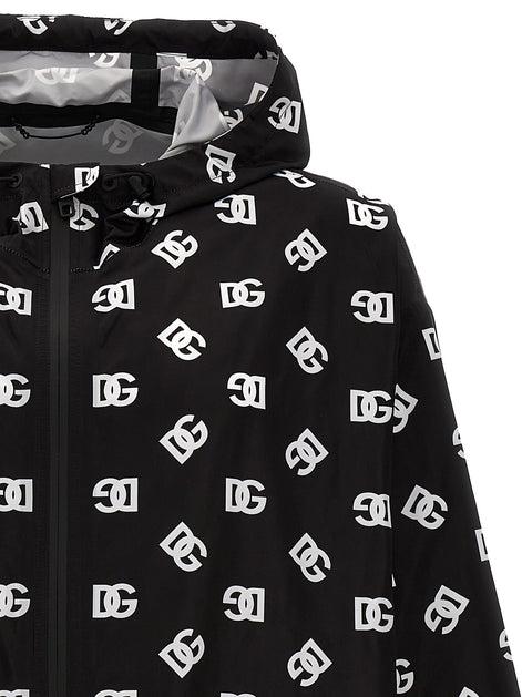 Logo print hooded jacket