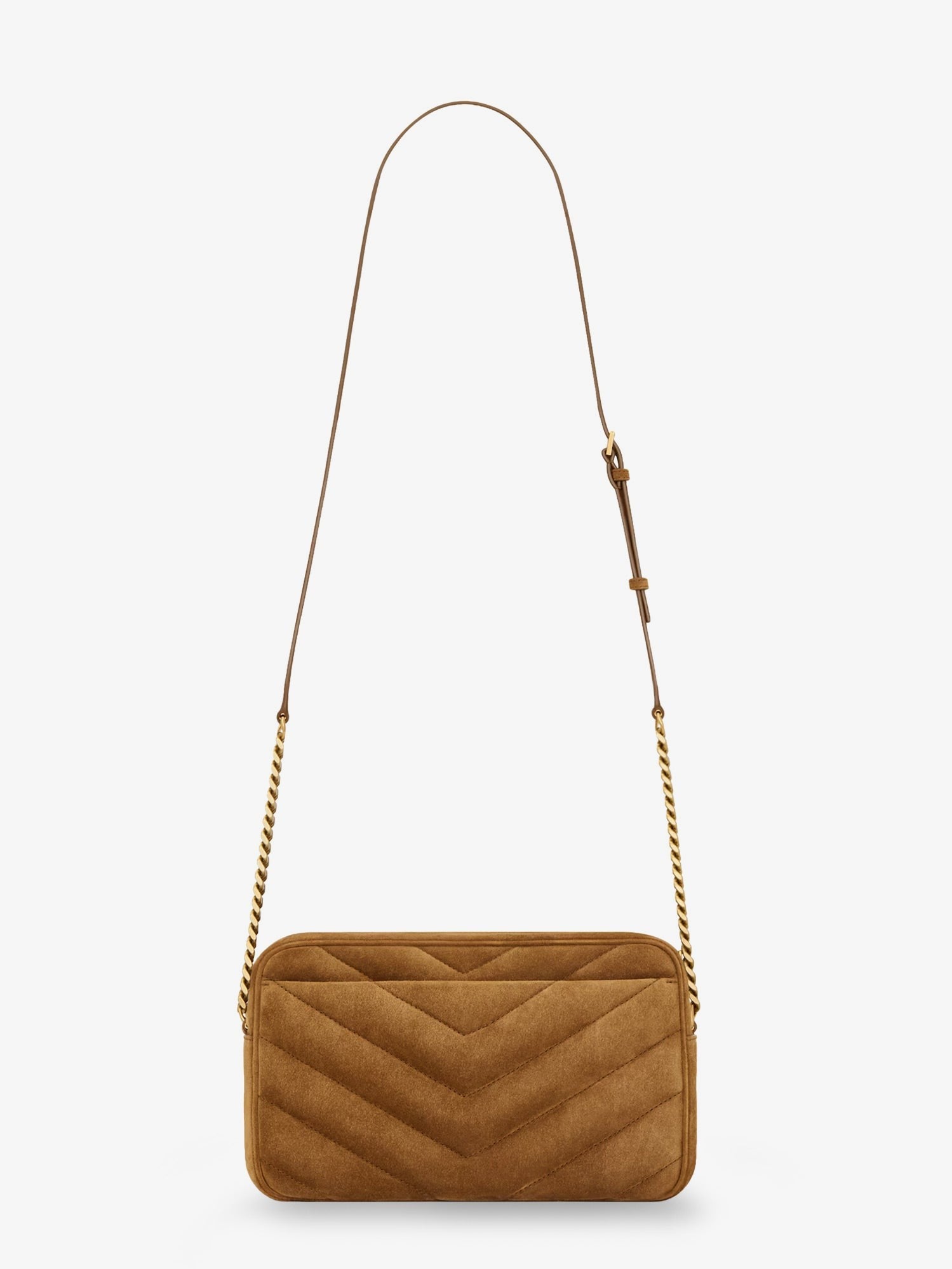 Saint Laurent Loulou suede crossbody bag with Cassandre logo on the front