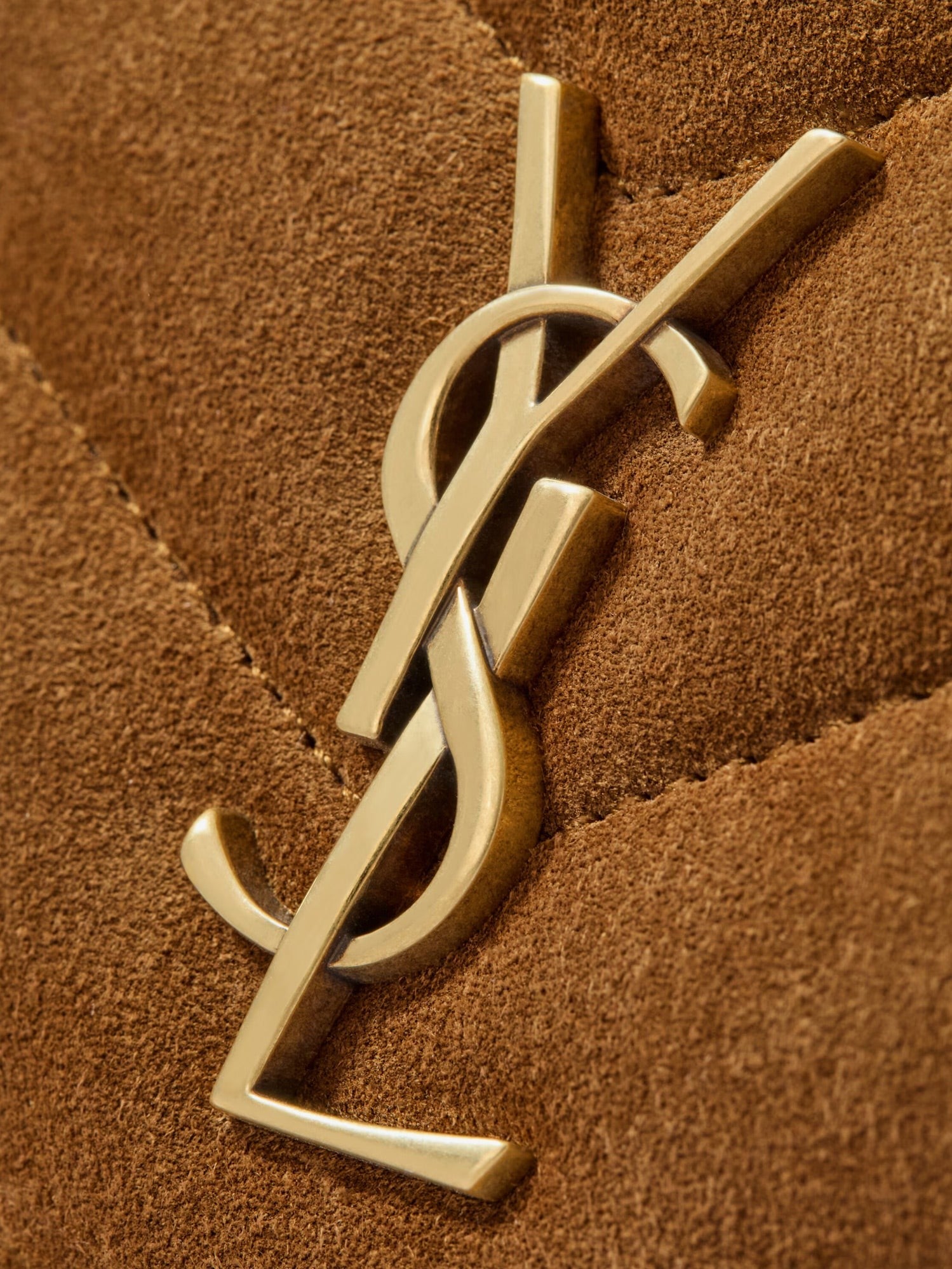 Saint Laurent Loulou suede crossbody bag with Cassandre logo on the front