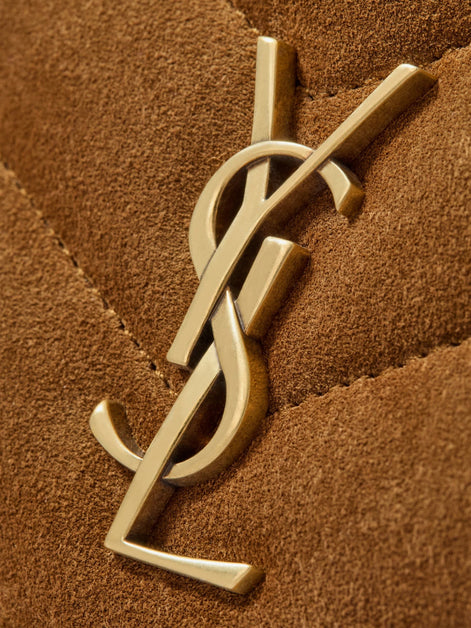 Saint Laurent Loulou suede crossbody bag with Cassandre logo on the front
