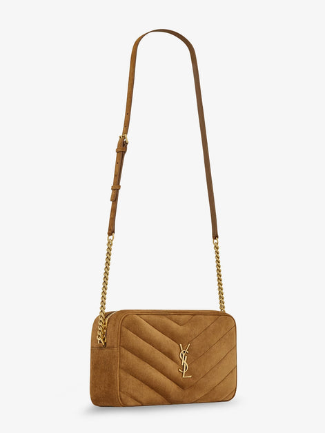 Saint Laurent Loulou suede crossbody bag with Cassandre logo on the front