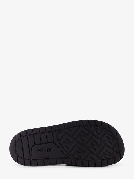 Low leather sandals with FF jacquard insert