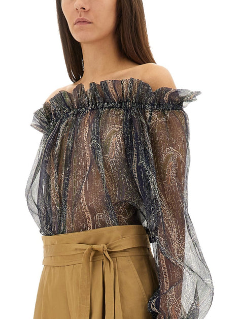 Saint Laurent LUREX SILK CREPONNE TOP