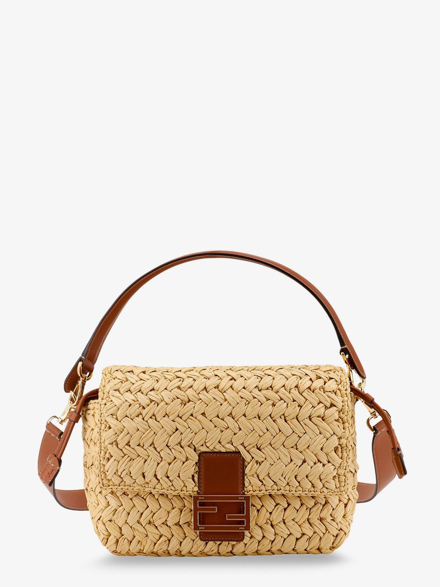 Mamma Baguette Medium raffia crossbody bag
