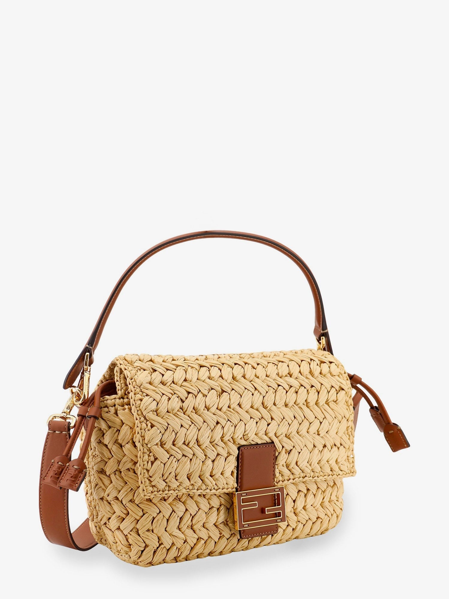 Mamma Baguette Medium raffia crossbody bag