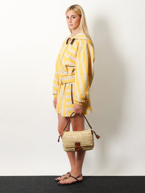 Mamma Baguette Medium raffia crossbody bag