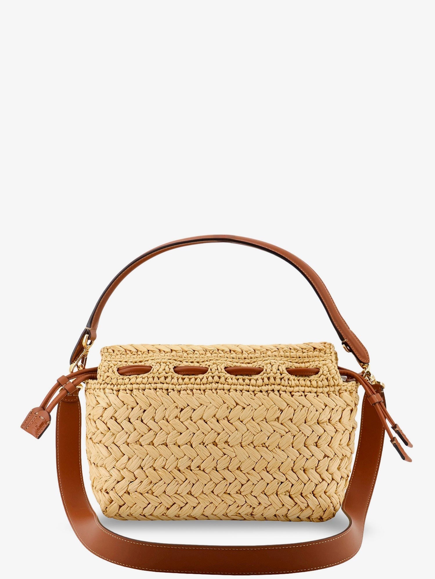Mamma Baguette Medium raffia crossbody bag