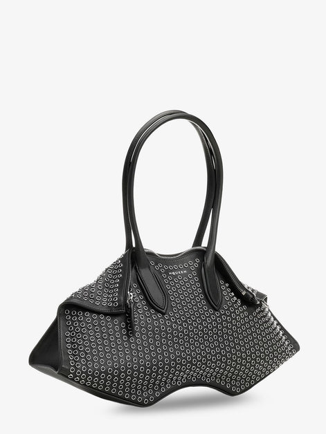 Manta leather shoulder bag with all-over metal details