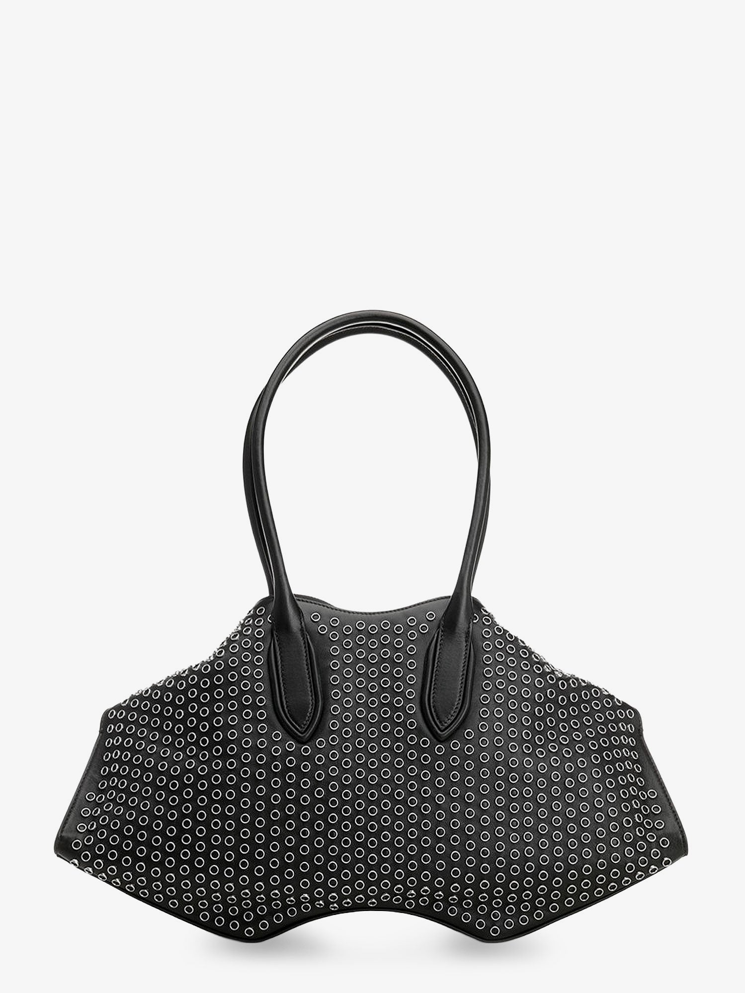 Manta leather shoulder bag with all-over metal details