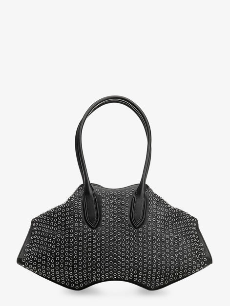 Manta leather shoulder bag with all-over metal details