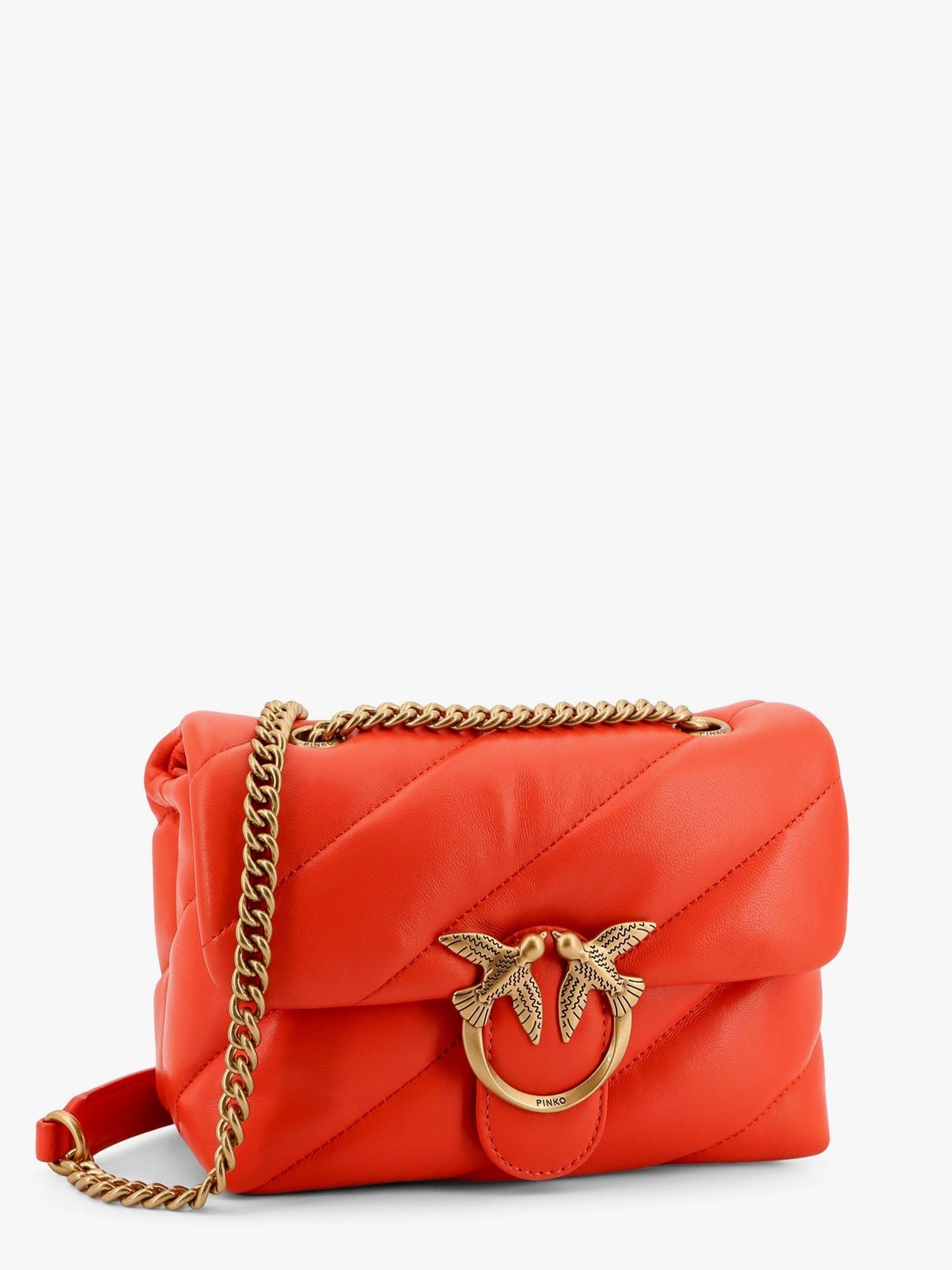 Matelassé leather shoulder bag with iconic love birds buckle