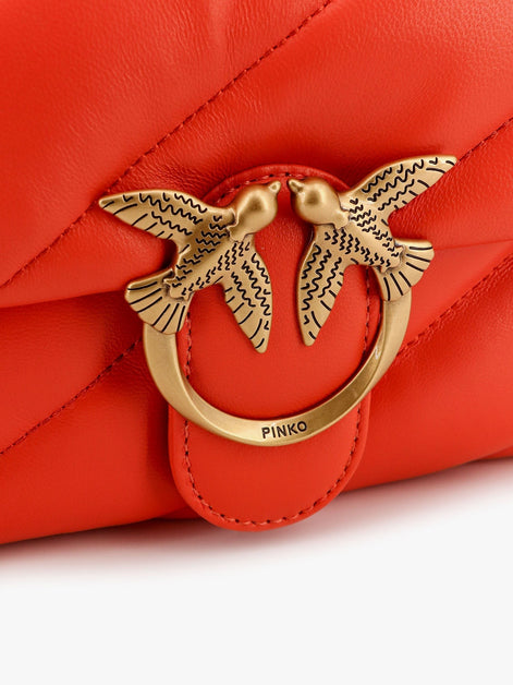 Matelassé leather shoulder bag with iconic love birds buckle