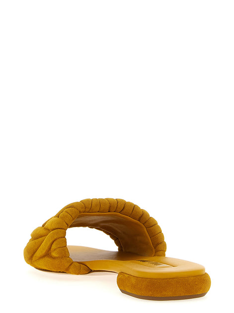 Matelassé suede slides