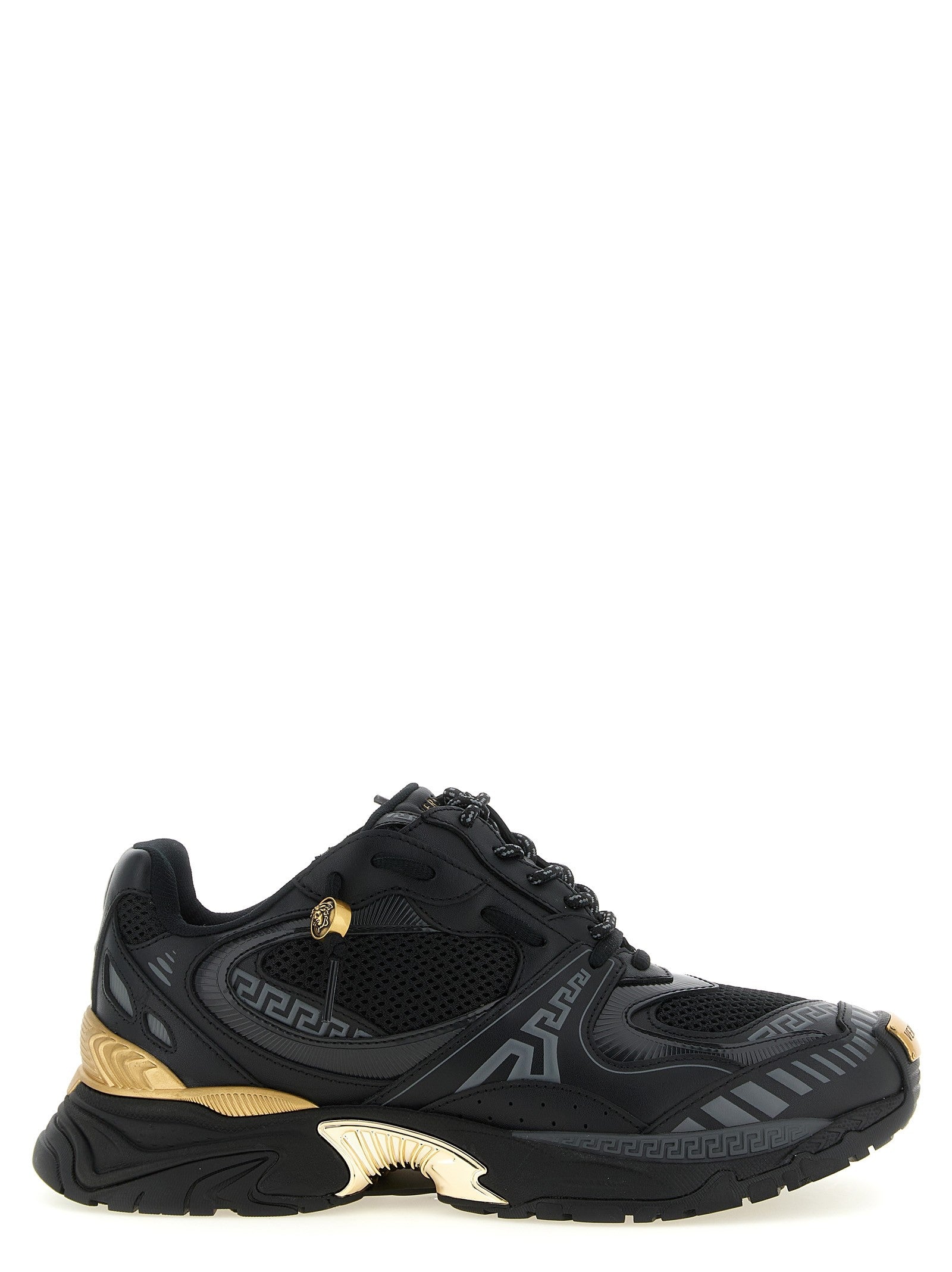 Mesh and leather sneakers