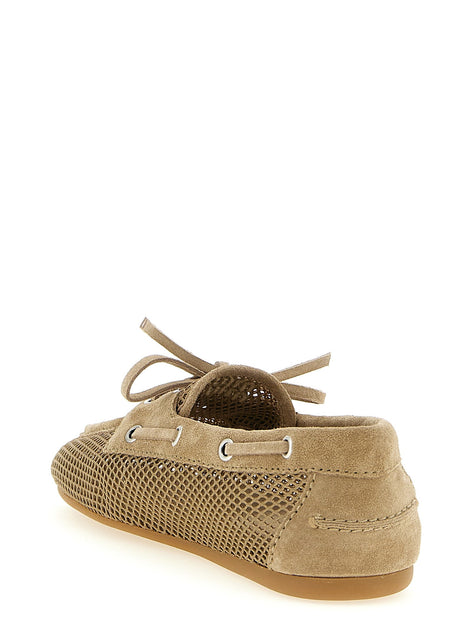 Mesh and suede boat shoe