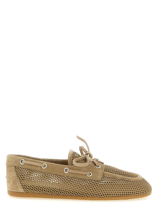 Mesh and suede boat shoe