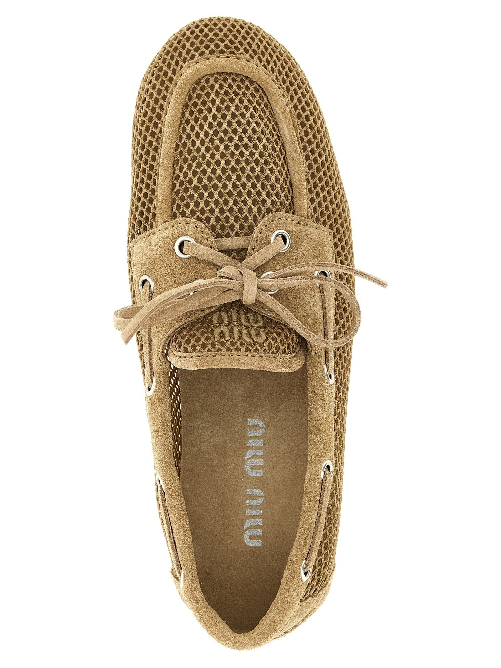 Mesh and suede boat shoe
