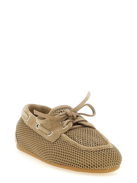 Mesh and suede boat shoe