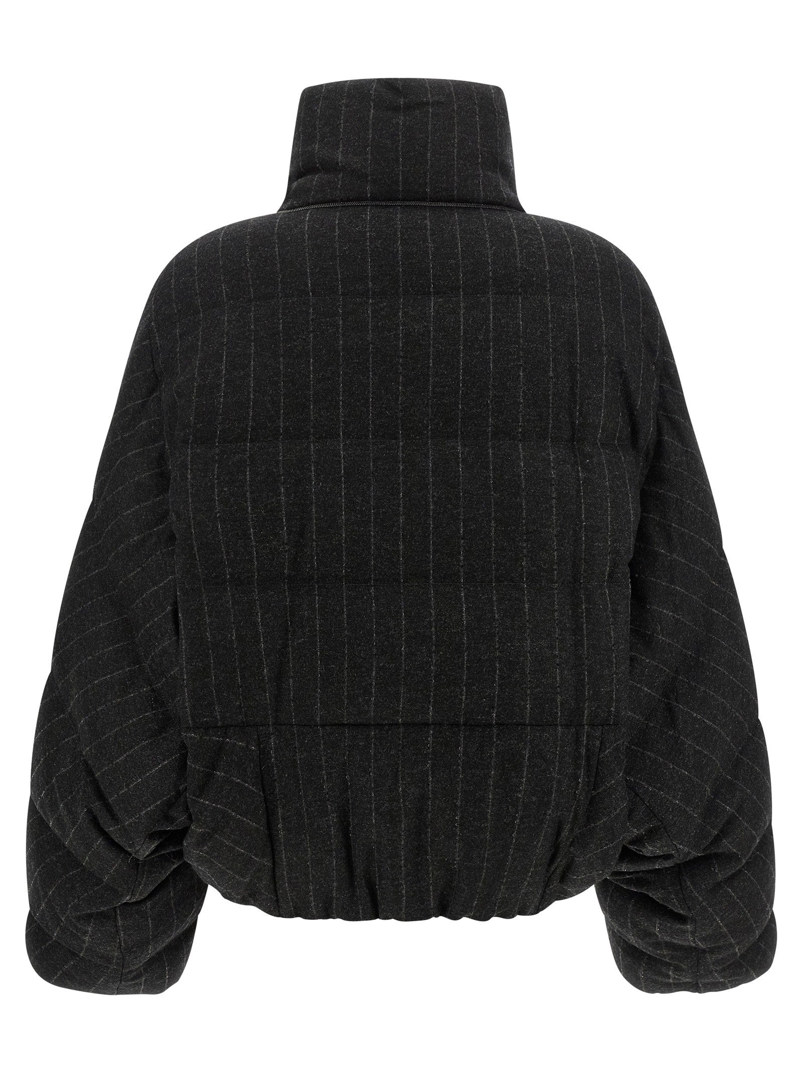 Micro sequin pinstriped crop down jacket