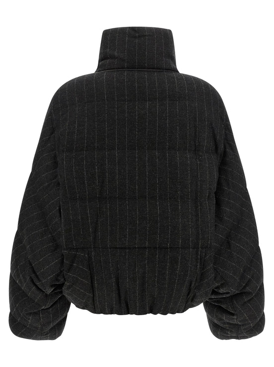 Brunello Cucinelli Micro sequin pinstriped crop down jacket