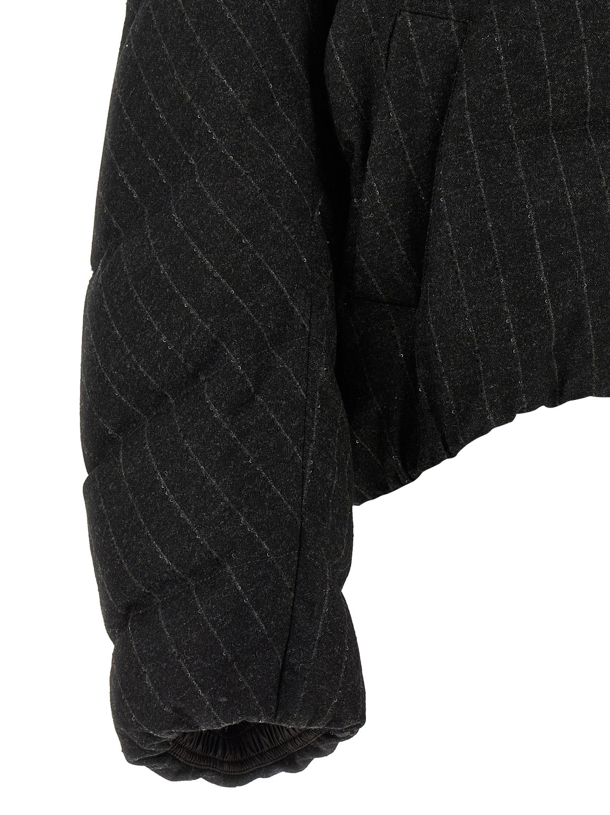 Brunello Cucinelli Micro sequin pinstriped crop down jacket