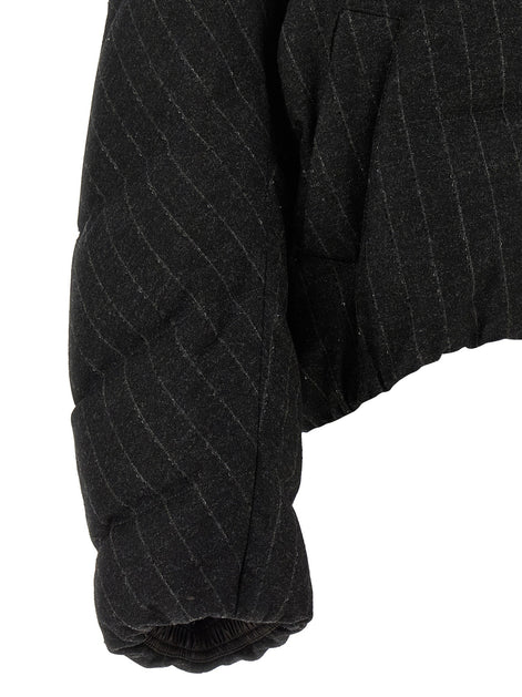 Brunello Cucinelli Micro sequin pinstriped crop down jacket