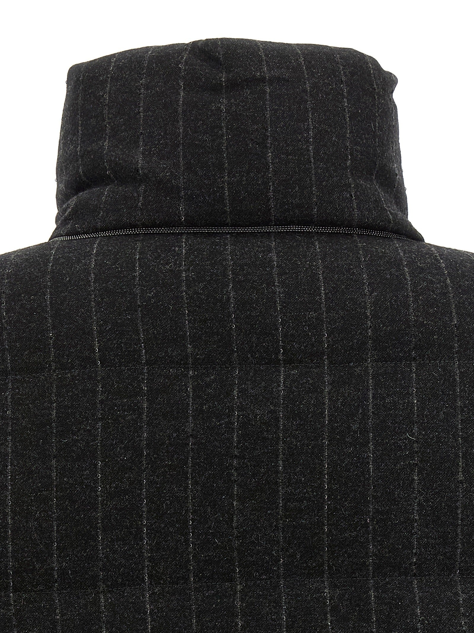 Micro sequin pinstriped crop down jacket