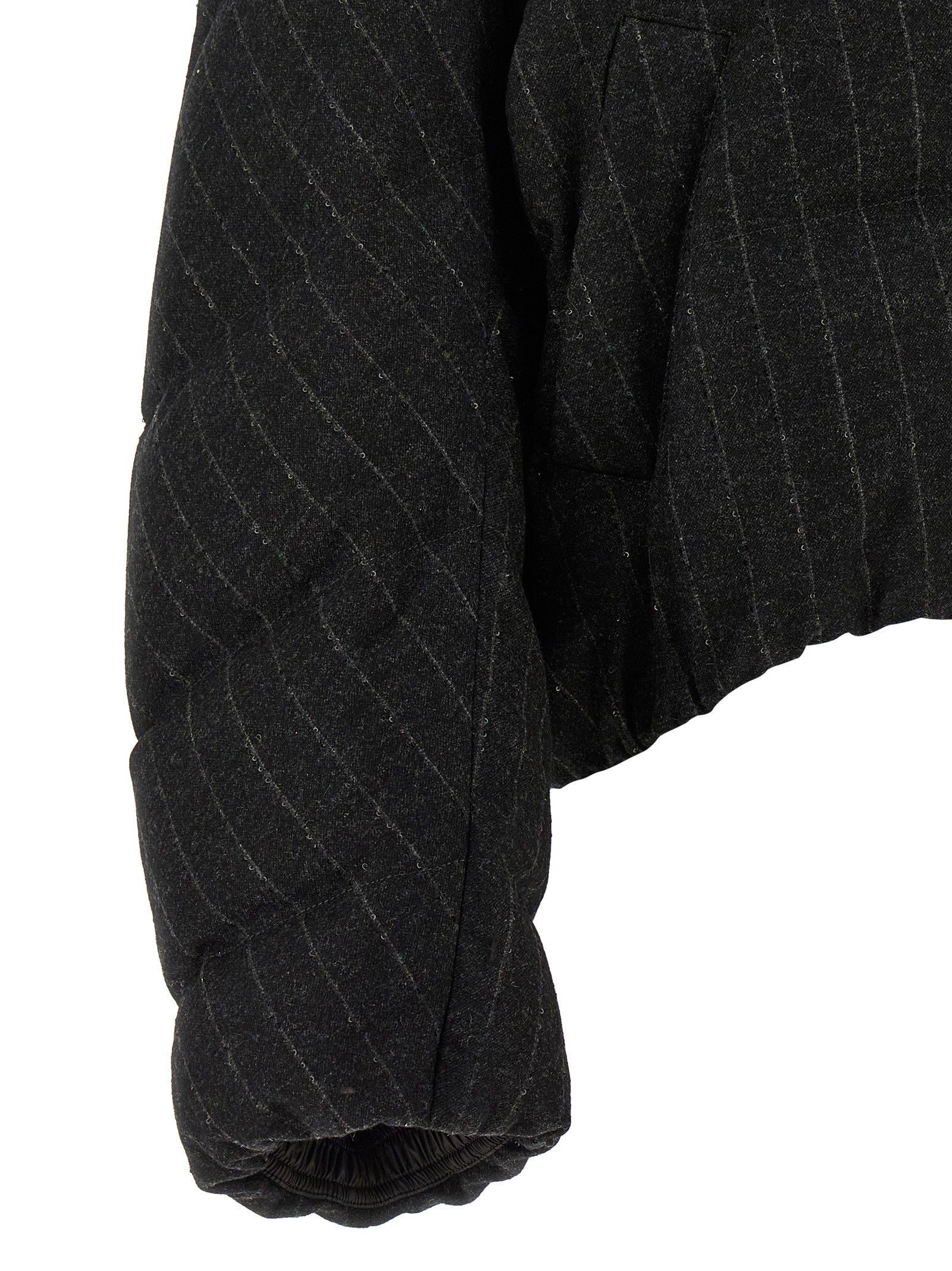 Micro sequin pinstriped crop down jacket