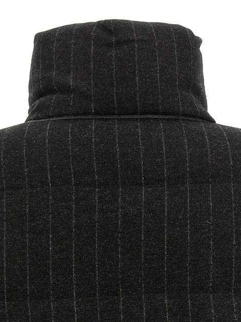 Brunello Cucinelli Micro sequin pinstriped crop down jacket