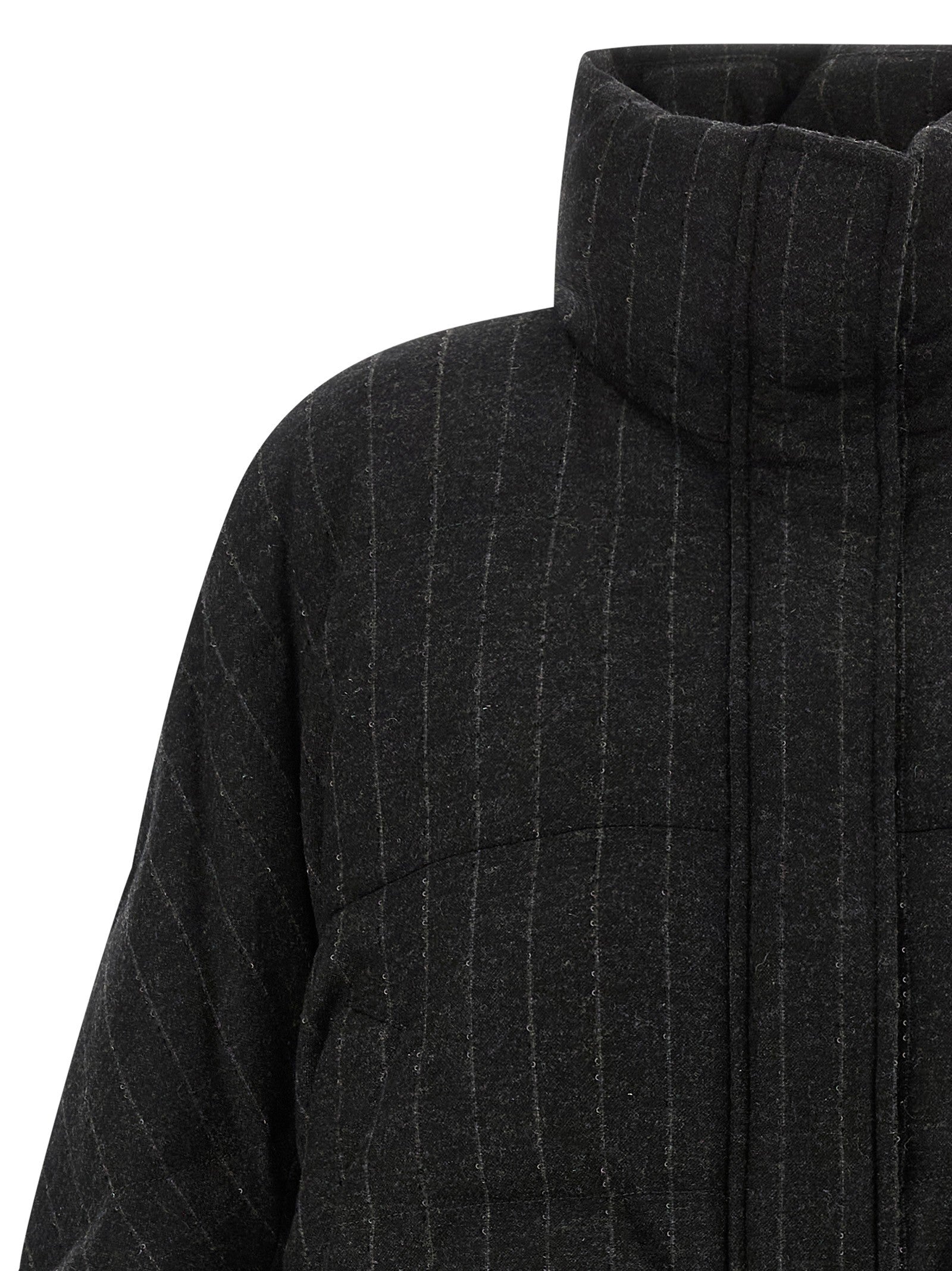 Micro sequin pinstriped crop down jacket