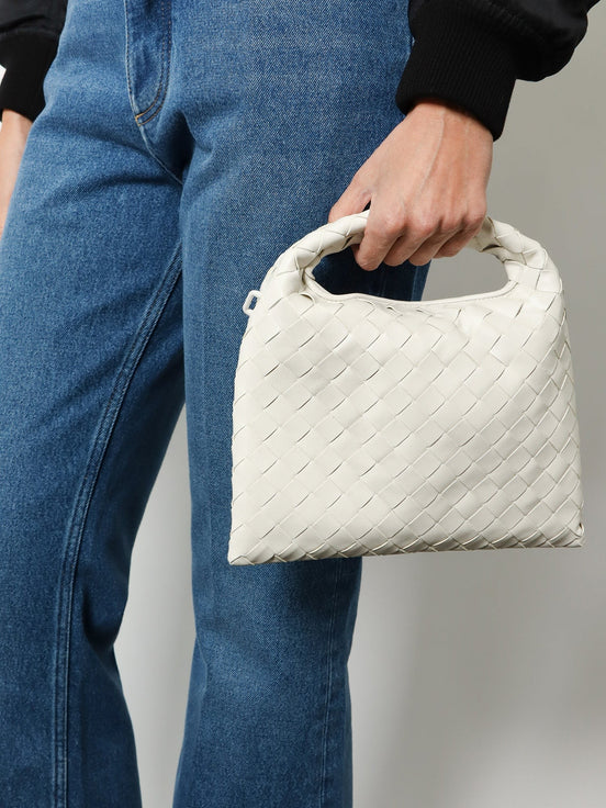 Mini Hop leather crossbody bag with Intrecciato pattern