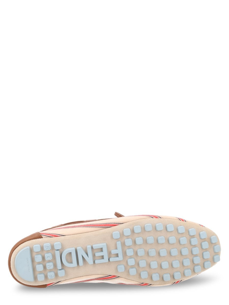 Fendi MOCASSINO IN CANVAS FF E PELLE
