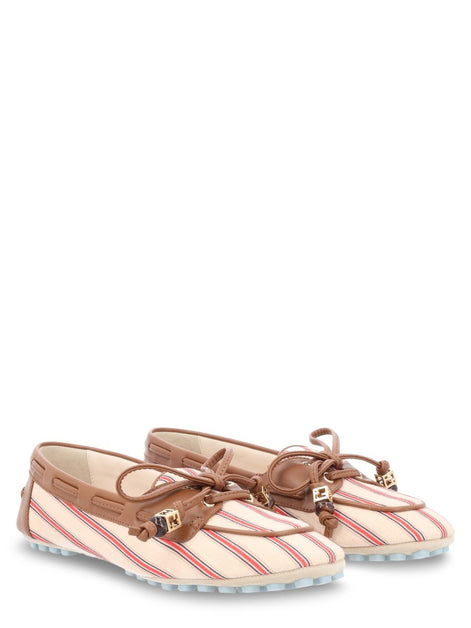 Fendi MOCASSINO IN CANVAS FF E PELLE