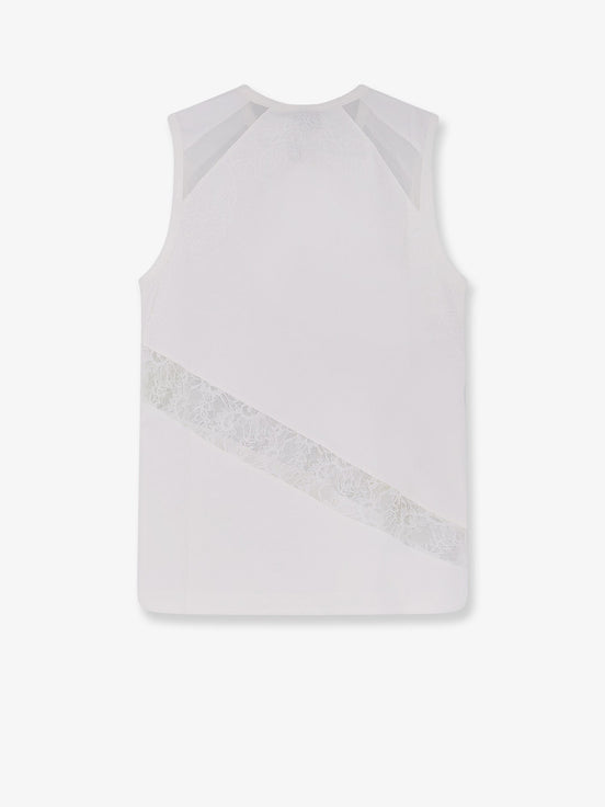 Pinko Molly cotton tank top with lace inserts