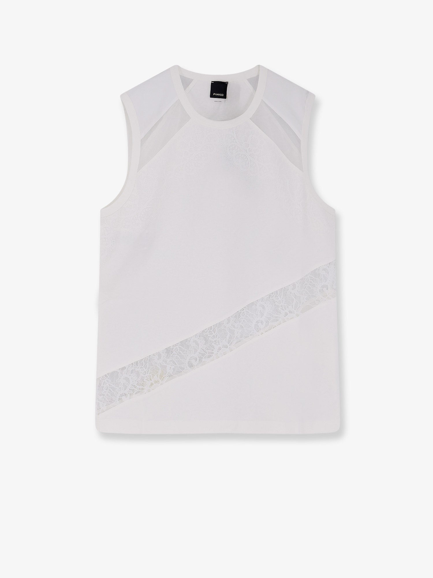 Molly cotton tank top with lace inserts