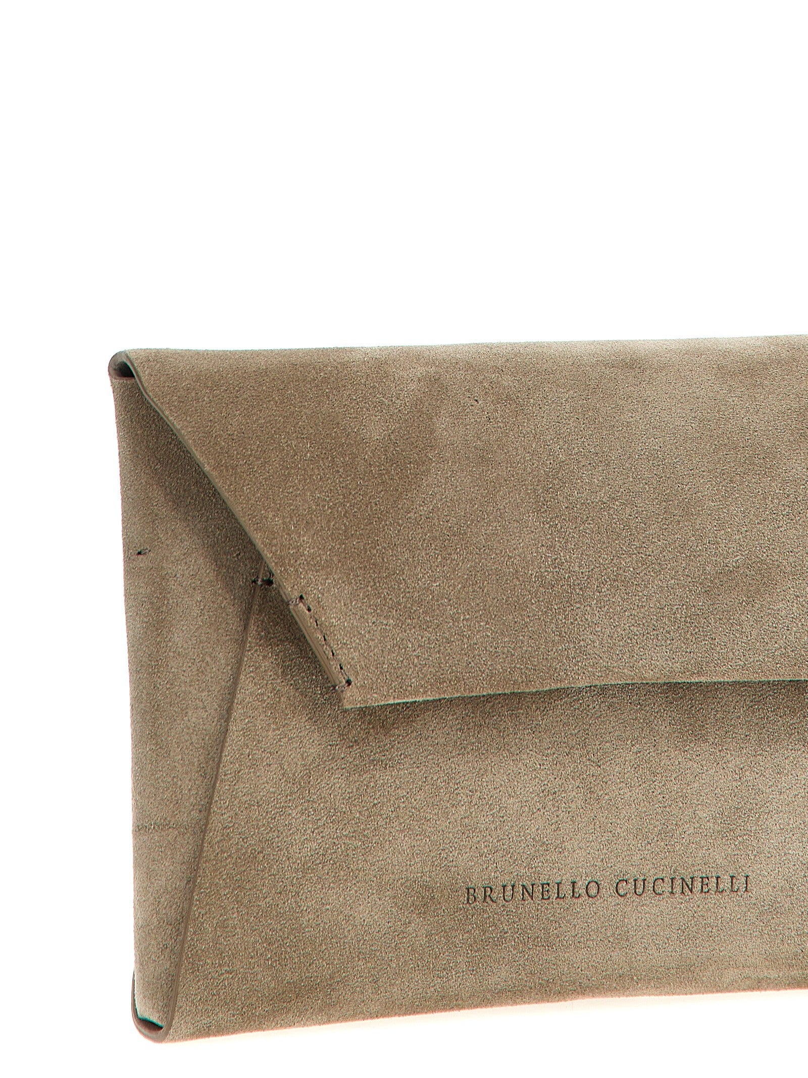 Monile suede clutch bag